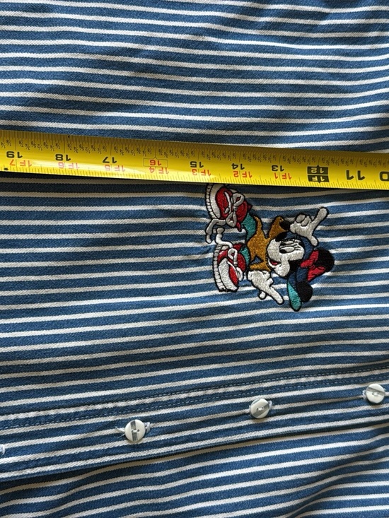 Vintage Disney Mickey Unlimited Striped Shirt Embroidered Button Up size s - Picture 8 of 9
